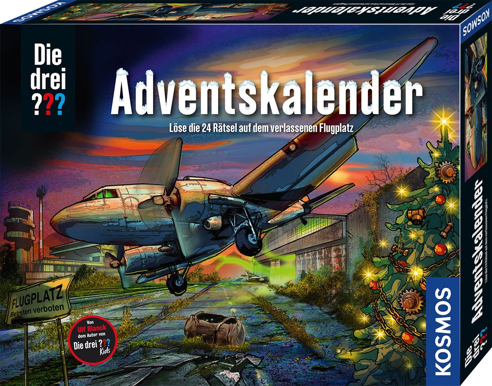 KOSMOS Die drei ??? Adventskalender – Auf dem verlassenen Flugplatz, Spielzeug- und Rätsel-Adventskalender für Kinder ab 8 Jahre